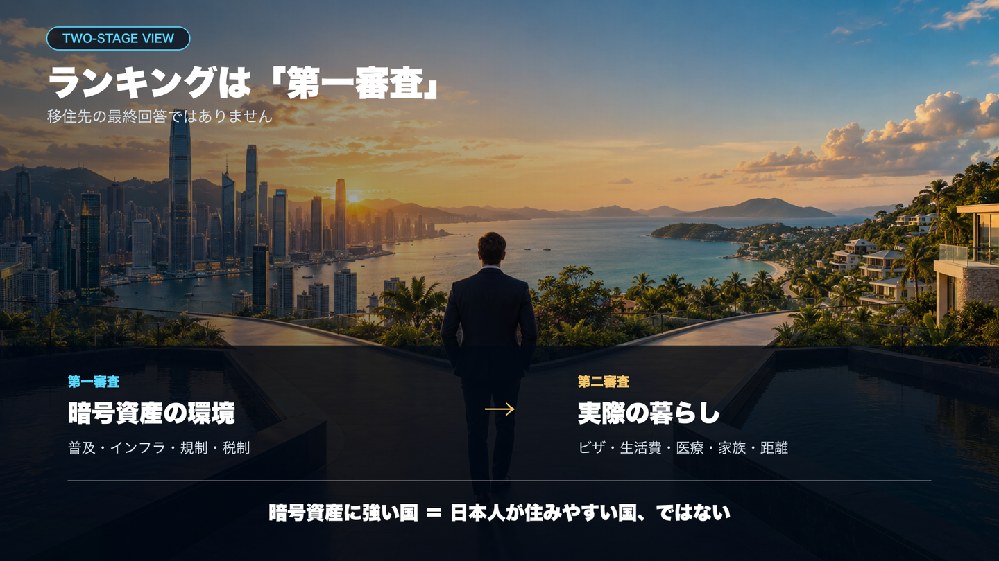 仮想通貨ランキングは移住先選びの一次選考